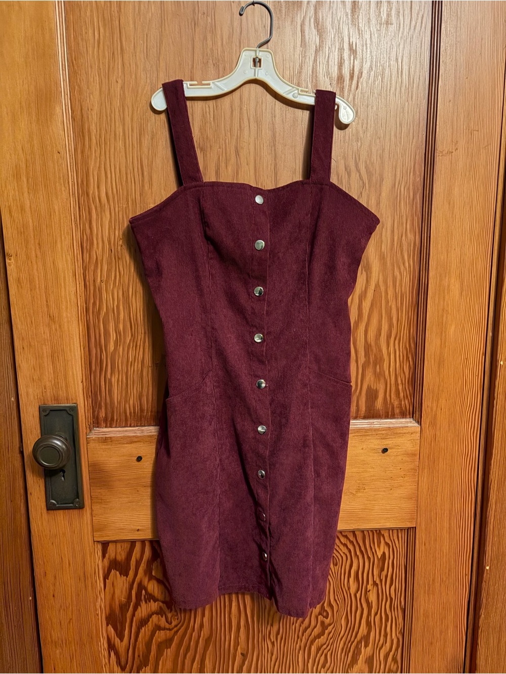 Button-Front Burgundy Mini Dress